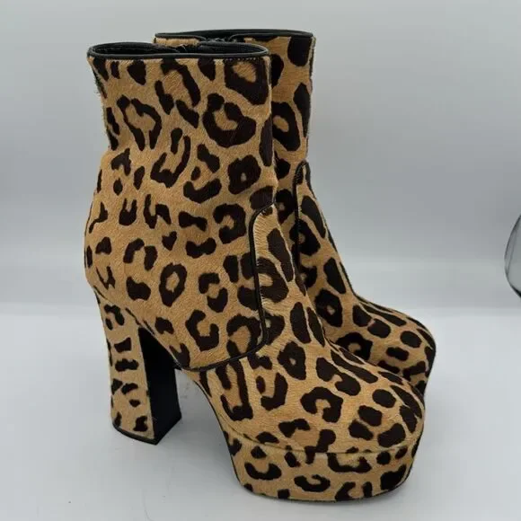 NIB Saint Laurent Pony Hair Manto Natural Platform Ankle Boot Retro Size 37/US 7 - Picture 2 of 13